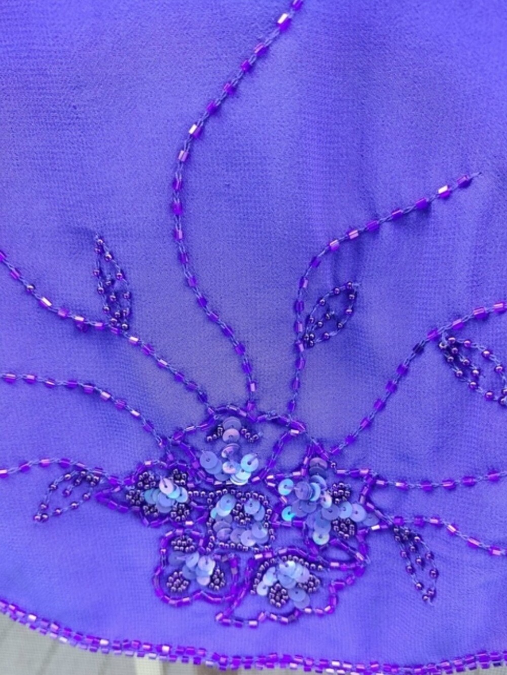 Anthony Richards Blue Beaded Floral Evening Blouse Sz.18P - Picture 6 of 9